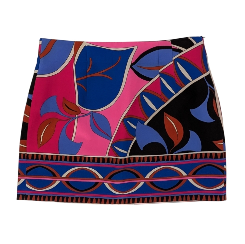 Zara High Waist Printed Mini Skirt | L | Pink Blue Black Pucci-Style | Waist 32" - Picture 5 of 9